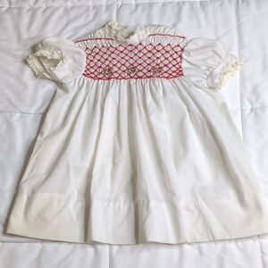 Vintage Polly Flinders T4 Hand Smocked Embroider Short Sleeve Dress